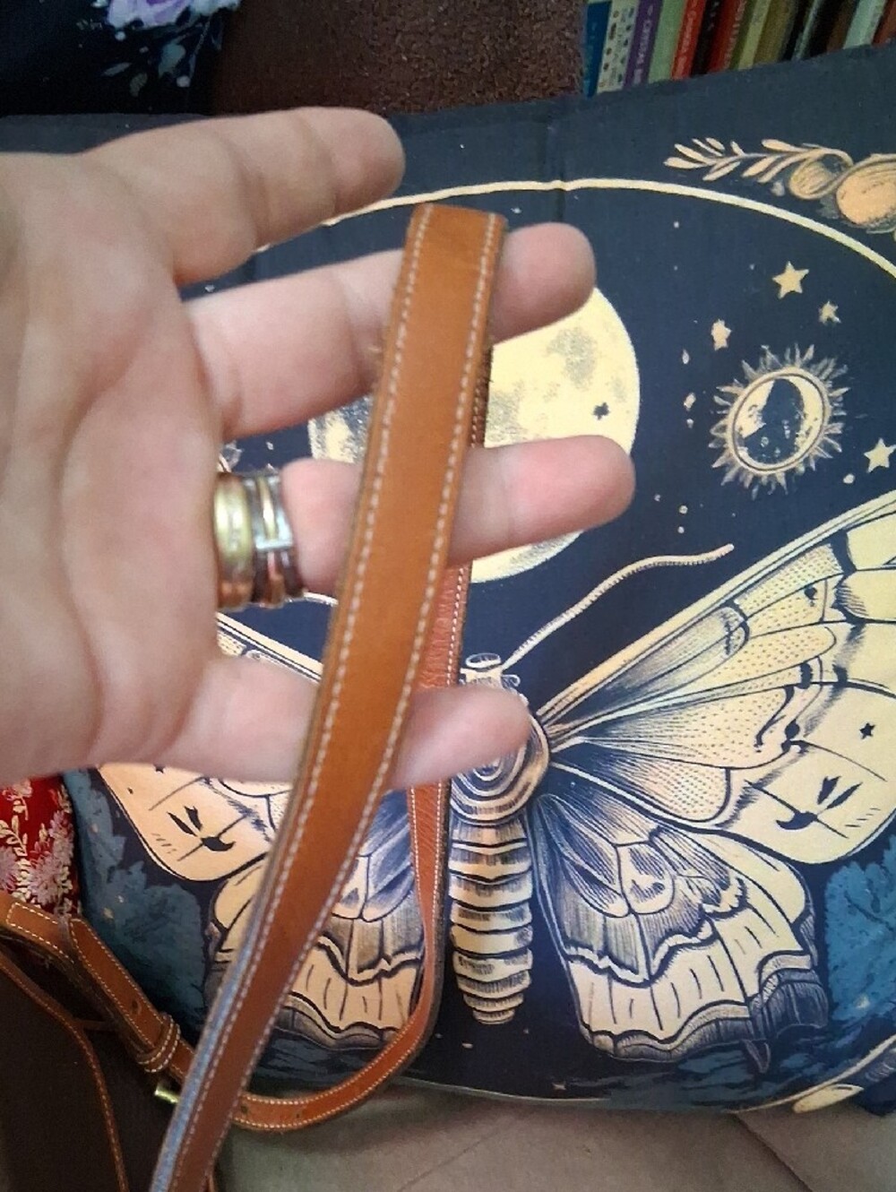 Dooney & Bourke Dark Brown Pebbled All WeatherLeather Crossbody with Cognac Trim - Picture 11 of 12
